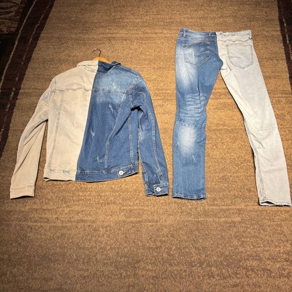Fashion Nova Two-Tone Denim Jacket & Jeans Set – Men’s Medium - Picture 6 of 12